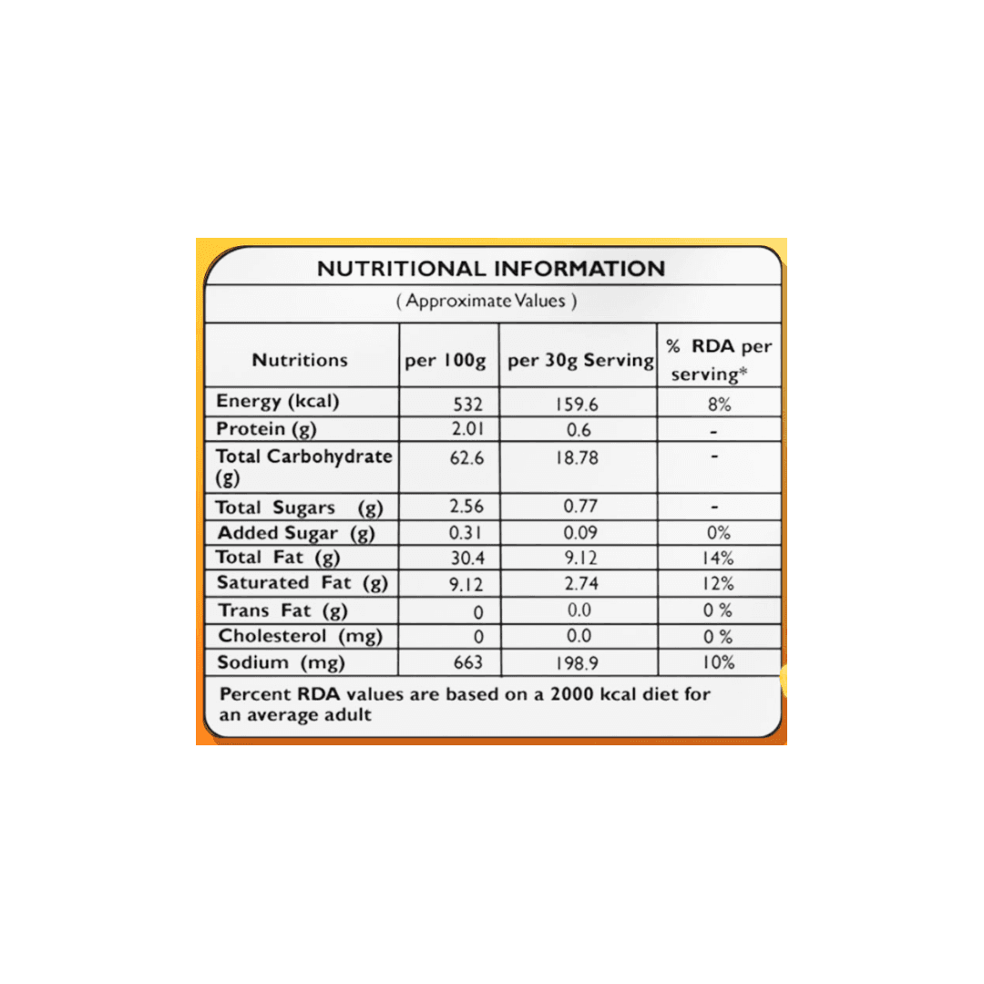 thumbnails - Upperi Masala Twist Kerala Banana Chips 70g nutritional information