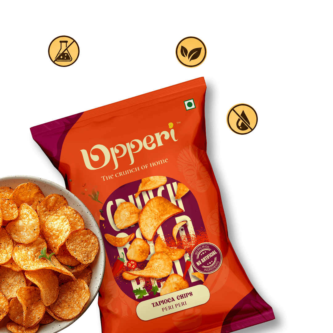 thumbnails - Upperi Peri Peri Tapioca Chips 70g chips close-up