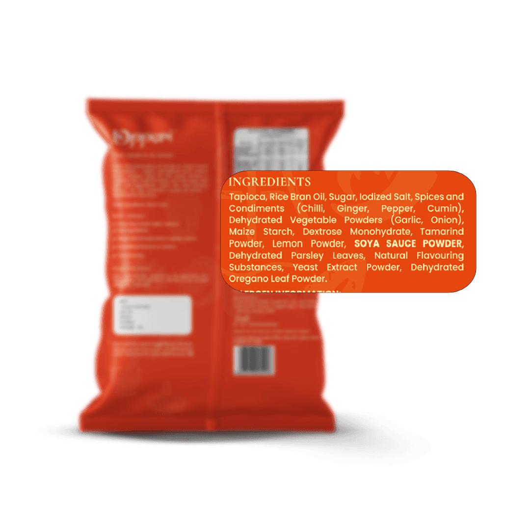 thumbnails - Upperi Peri Peri Tapioca Chips 70g ingredients