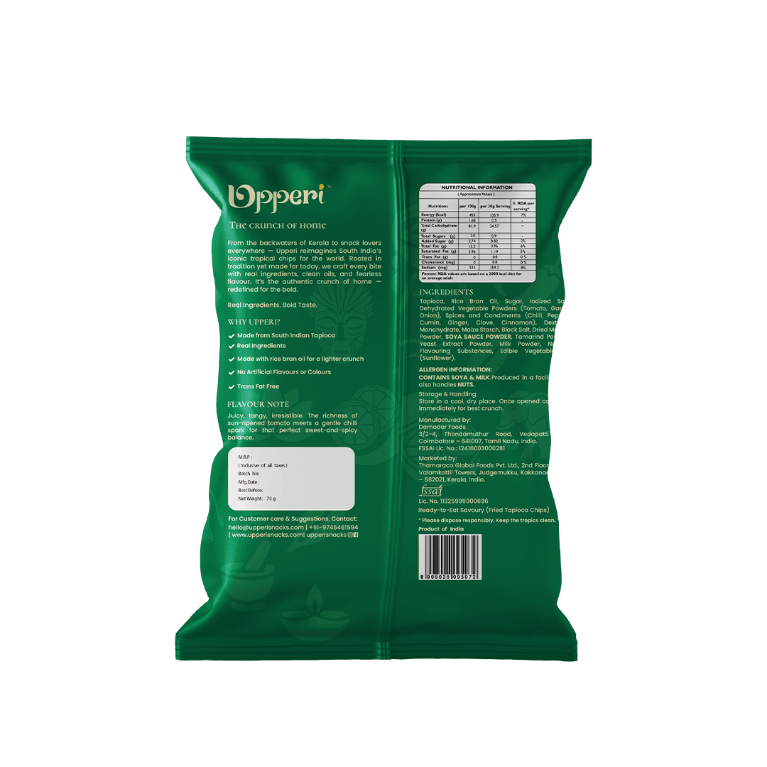thumbnails - Upperi Sweet and Spicy Tapioca Chips 70g back panel