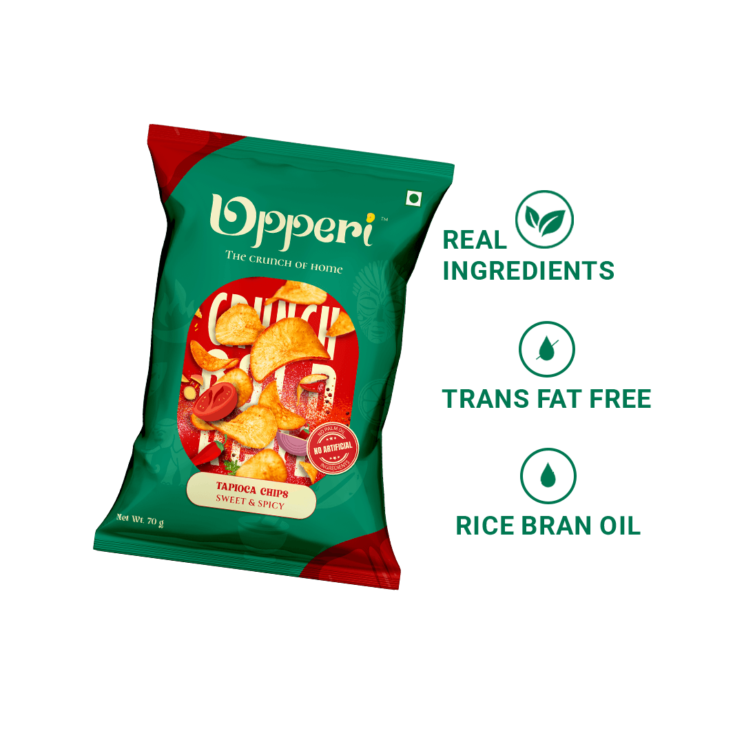 thumbnails - Upperi Sweet and Spicy Tapioca Chips 70g chips close-up